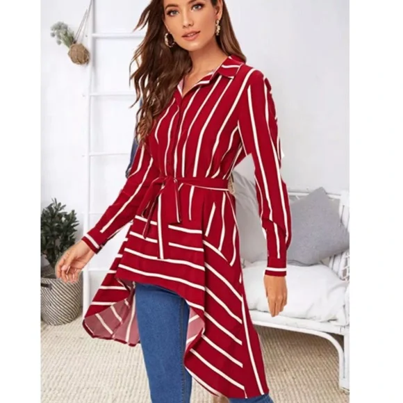 Delilah Wear Red and White Striped Tunic - Picture 4 of 6